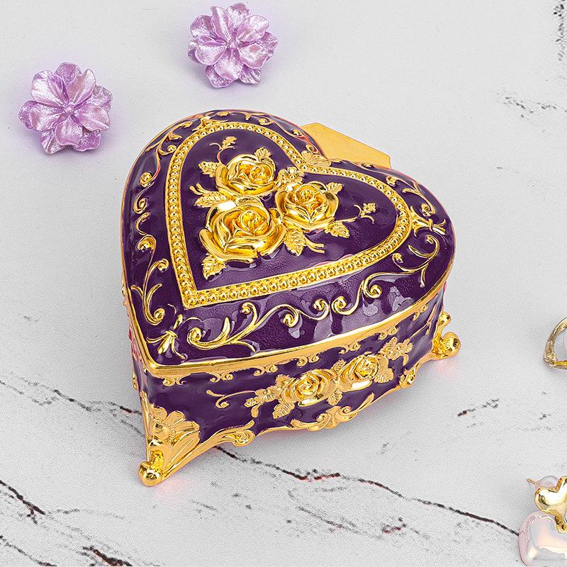 European Retro Luxury Princess Enamel Jewelry Box - Exquisite Metal Necklace Storage Box