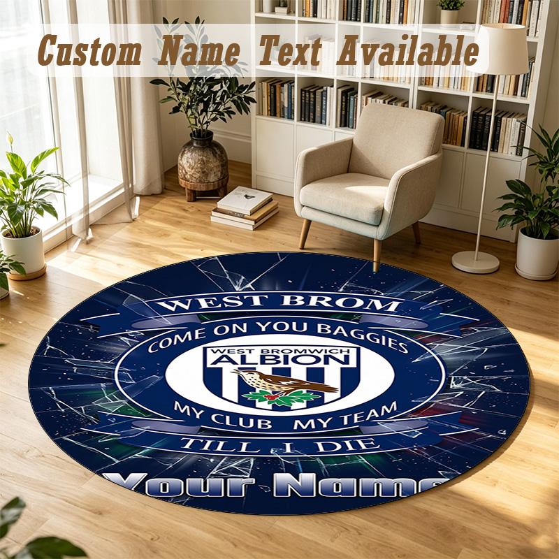 Round Rug Custom NameWest Bromwich Albion FC Pattern Non Slip Carpet Home Floor Decor