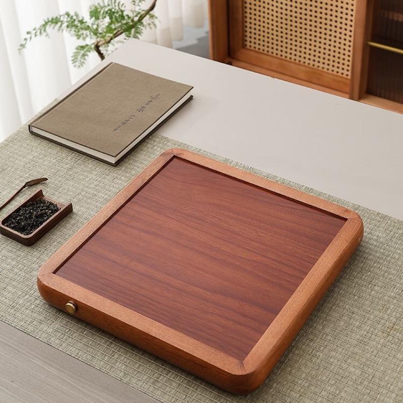 Rosewood Solid Wood Tea Tray for Desk, Office Integrated Water Storage & Drainage Tray, Tabletop Tea Ceremony Drip Plate