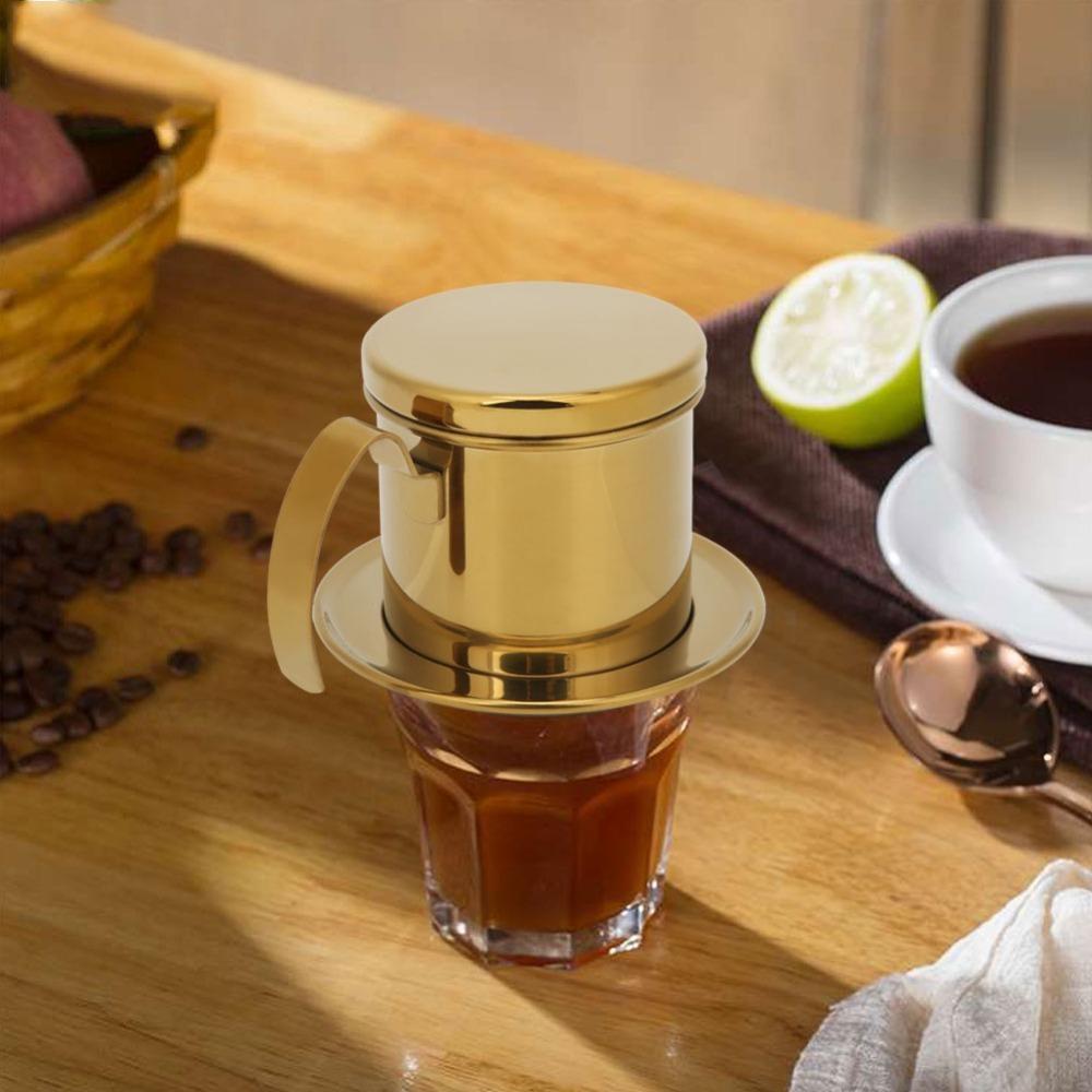 Gloss Gold Stainless Steel Coffee Filter Stainless Steel Coffee Filter Drip Pot Camping Use