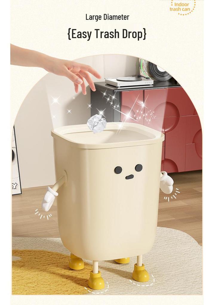 Cute Cartoon Trash Can with Paper Holder - Large Capacity for Home, Dorm, or Bedroom Use