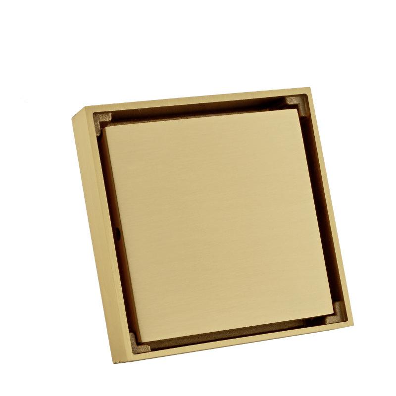 Brushed Gold Chrome Plated Stainless Steel Contemporary Bathroom Floor Drain 11*11cm