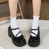 Fashion Black Y2K Lolita shoes Pumps Women Chunky Platform Mary Jane Shoes Woman Gothic Metal rivet design Thick Heel JK uniform shoes
