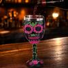 Resin Skull Rose Goblet with Stainless Steel Insert High Stem Barware for Spirits and Cocktails Unique Gothic Style Wine Glass