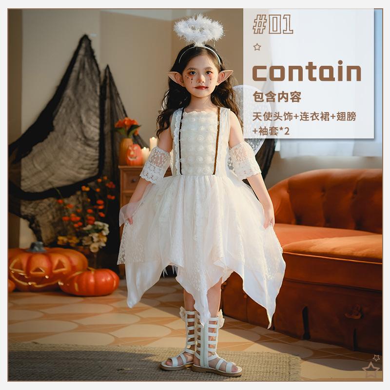 

Хэллоуин Костюмы Девочки Животное Вечеринка Платье Ангела Цветочная Фея Крылья Эльф Детское Платье 150cm