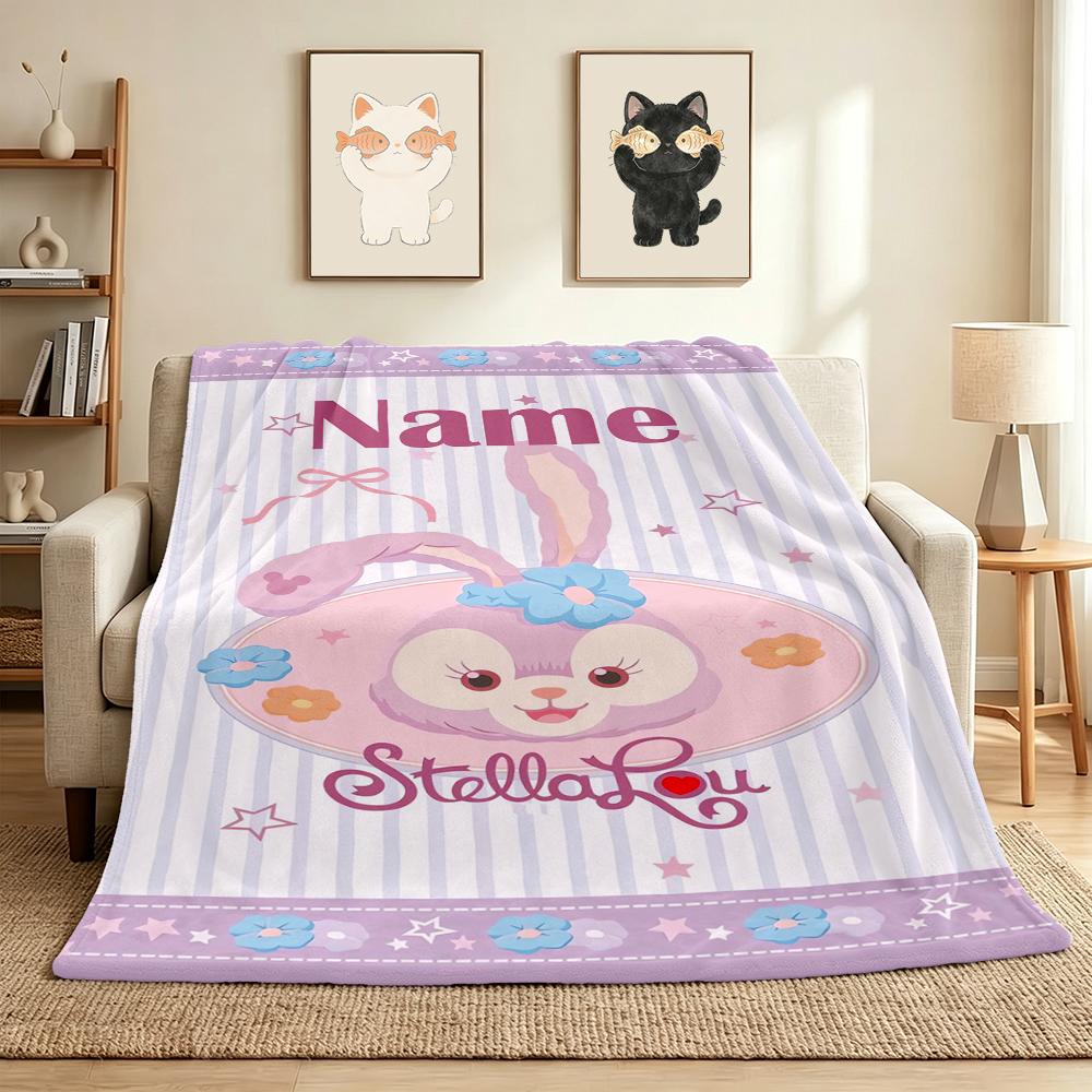 Custom Name Rabbit Dreams Flannel Blanket Throw Blanket Soft Warm Sofa Bed Decor Unique Gift