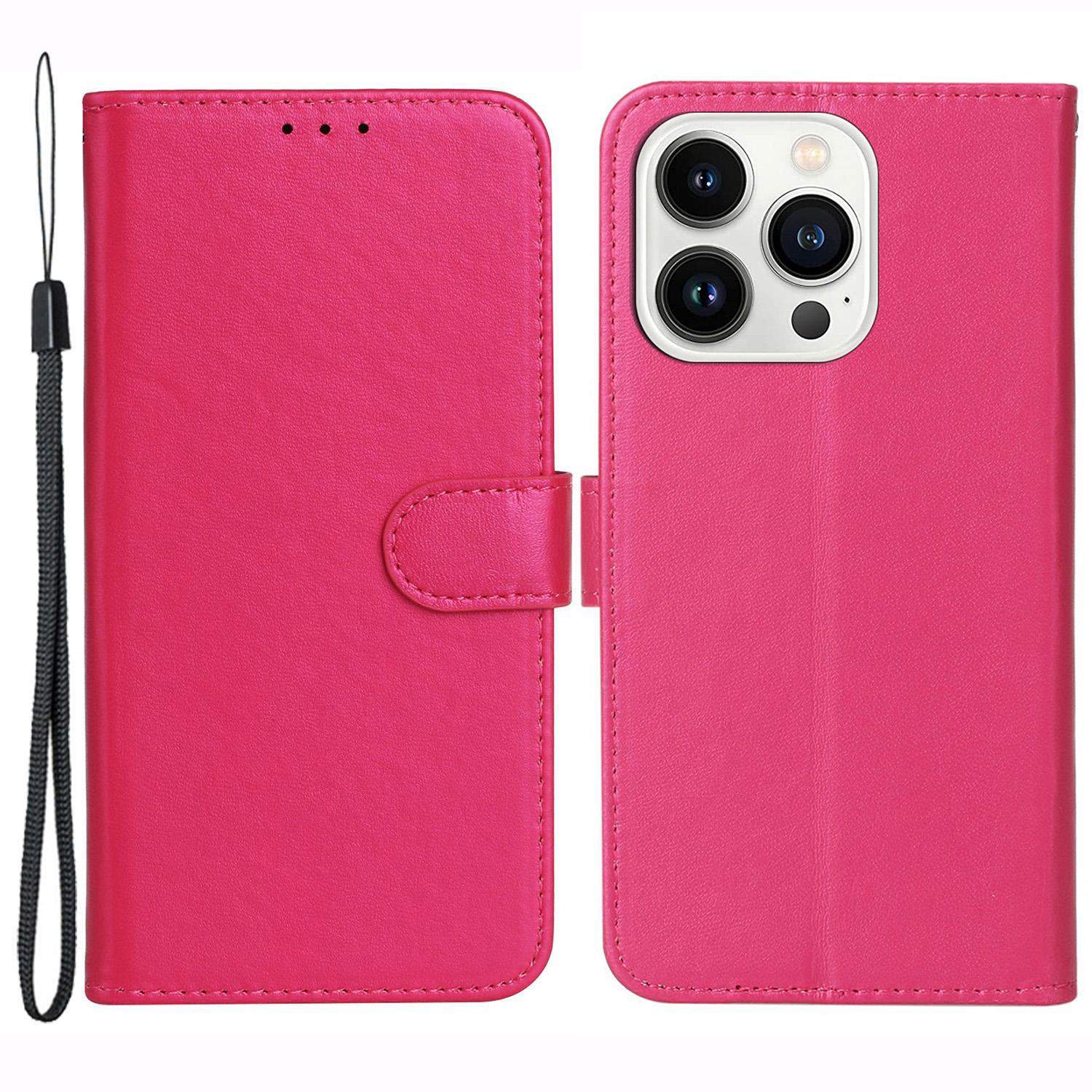 

For iPhone 16 Pro Max Case Wallet PU Leather Phone Cover Shockproof TPU Inner Shell Rose