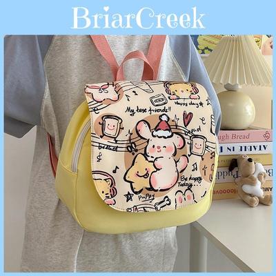 Kids Large Capacity Canvas Backpack With Fun Anime Style Prints For Daily School Carrying