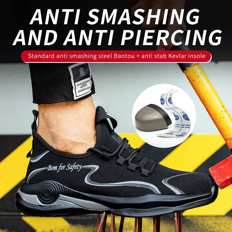 Men's Safety Shoes Steel Toe Men's Sneakers Anti-smash Anti-puncture Working Footwears Breathe Slip-Resistant Boots Waterproof