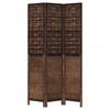 3 Piece Room Divider Dark Brown Solid Paulownia Wood