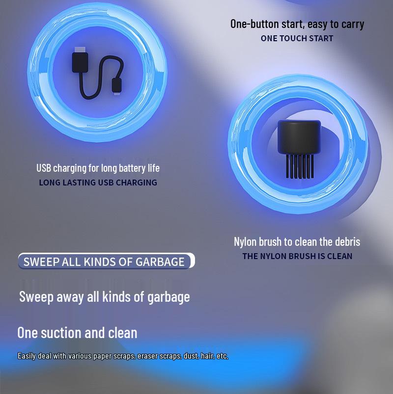 USB Rechargeable Desktop Vacuum: Mini Electric Cleaner for Crumbs, Erasers, and Keyboard Dust