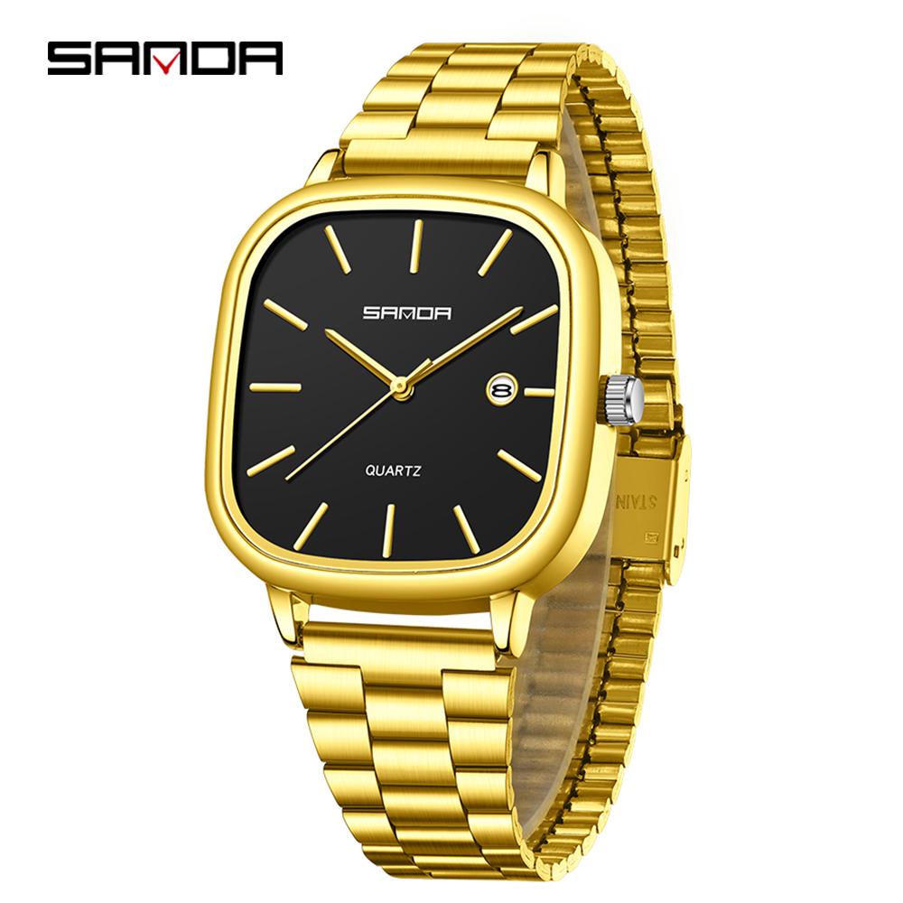 Fashion Square Dial Couple's Wristwatches Men Women Casual Daily Calendar Watch Waterproof Steel Strap Relojs