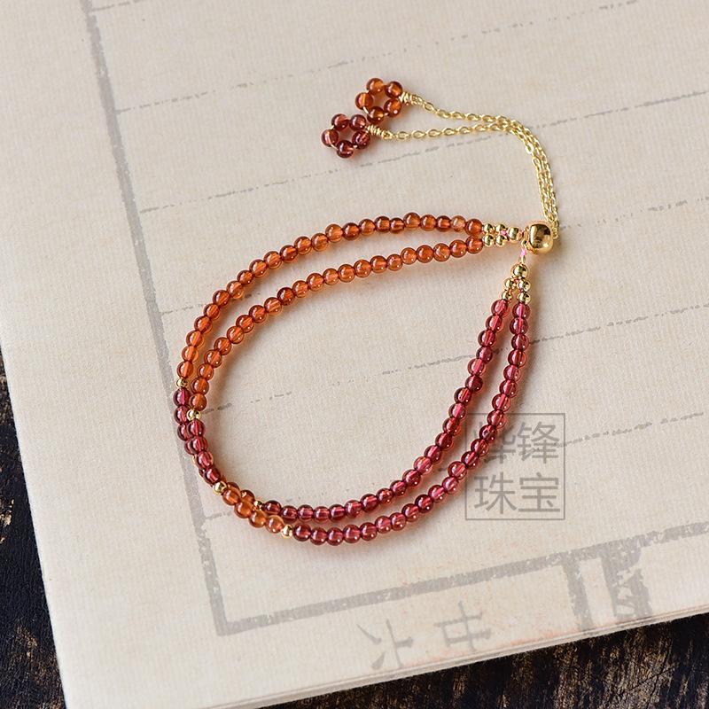 

Natural garnet bracelet crystal, orange-red garnet bracelet niche design women s jewelry