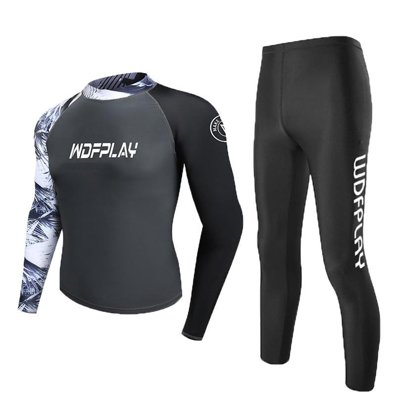 Mens UV Protection Rash Guard Set Quick Dry Swimwear Diving Surfing Snorkeling Water Sports