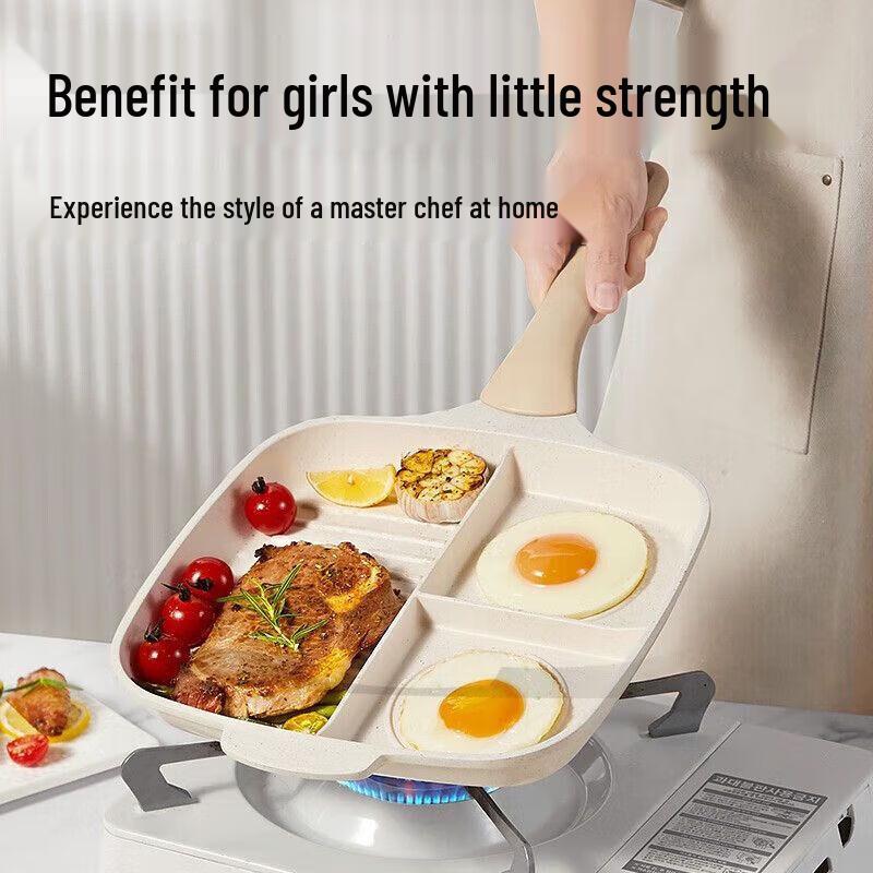 COOKER KING Big White 18cm Non-stick 4-Compartment Breakfast Frying Pan