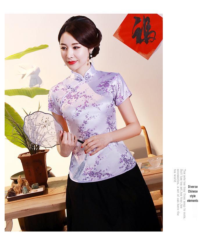 Spring Summer Women s Slim Fit Tang Suit Top - Dragon Phoenix Brocade, Short Sleeve, Retro Plus Size Mother s Wear XXL