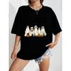 Crewneck T Shirt White Halloween Dogs In Ghost Costumes With Pumpkins And Bats Print For Casual Wear