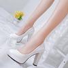 Fashion 2025Women Pumps Shoes Women PU Leather Shallow Slip-On Round Toe High Heels Wedding Party  Shoes Mujer