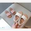Roman Style Flower Decor Beach Sandals, Soft Sole Open Toe Trendy Shoes for Girls
