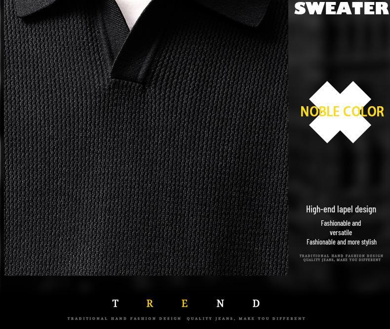 Luxury British Retro Seagull Collar Polo Men's Autumn/Winter Knit Sweater