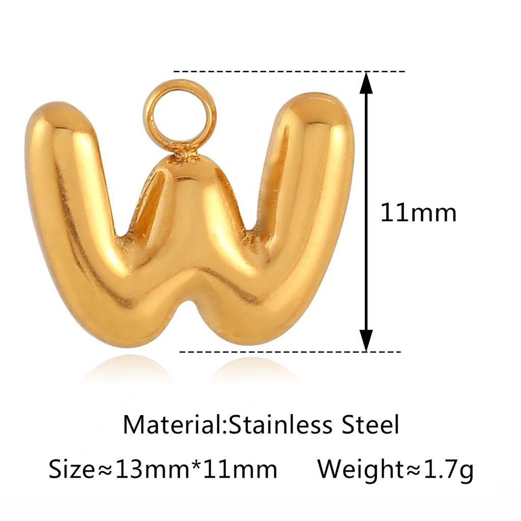 3Pcs Bubble Letter Charms Fadeless Gold Color PVD Plated Balloon Alphabet A-Z Pedant DIY Initial Necklaces Women Jewelry Making