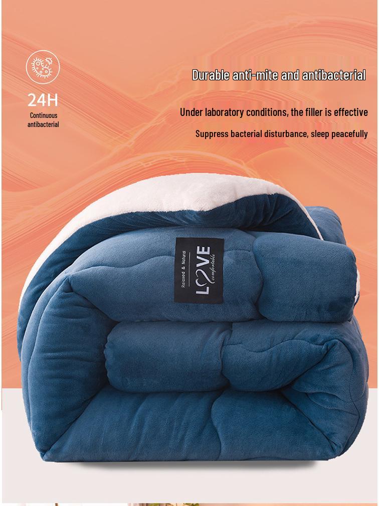 Winter Lammwoll-Samt-Steppdecke: Doppelseitige Fleecedecke - Warme Baumwolle, Doppelgröße, Ideales Geschenk