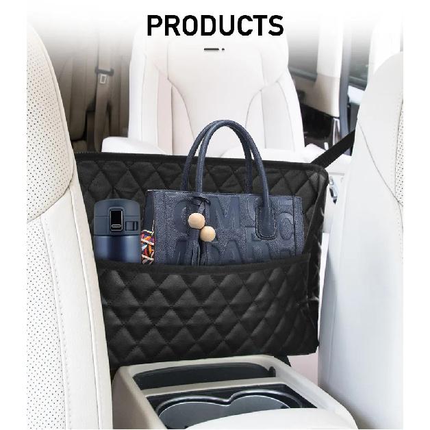 SEAMETAL Car Handbag Holder Pu Leather Car Storage Bag Interior Auto Seat Middle Box Seat Back Hanger Hanging Pocket Organizers