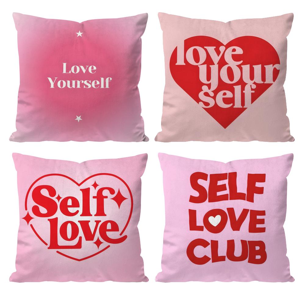 Love Yourself Love Life Cushion Cover Pattern Printed Pillowcase for Living Room Sofa Cushion Cover & Bedroom Decor