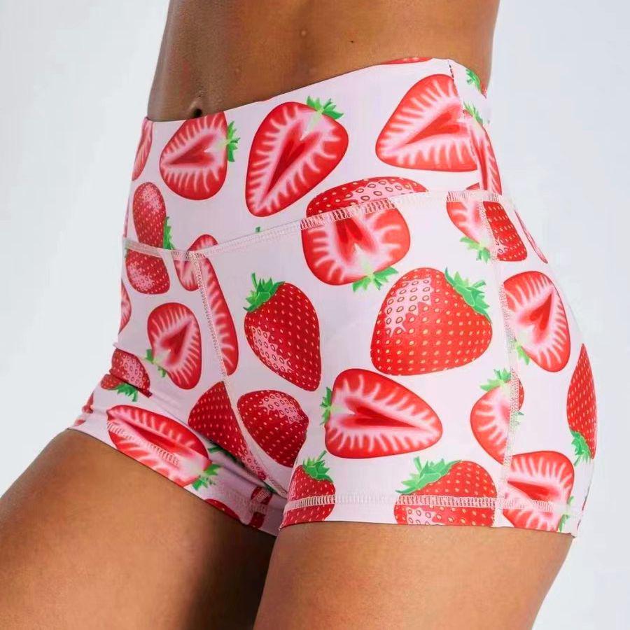 European-American High Waist Printed Sports Yoga Shorts for Women