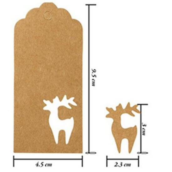 350g Kraft Paper Snowflake Reindeer Hang Tag - Irregular Shape Christmas Party Label
