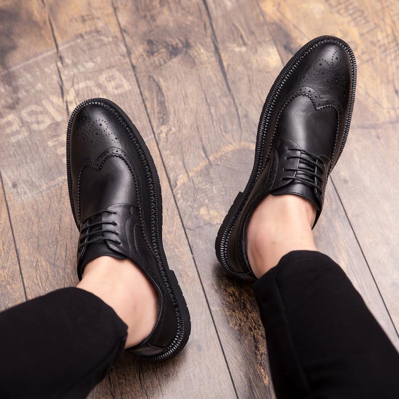 Men's Large Size Spring Leather Brogue Shoes - Casual & Formal Lace-up Low-tops