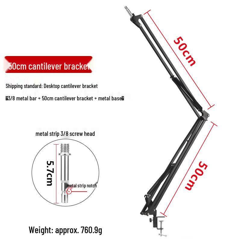 Adjustable Dual Boom Arm Microphone Stand for Desktop with Telescopic Base and Tablet Clamp, Perfect for Live Streaming and Singing.