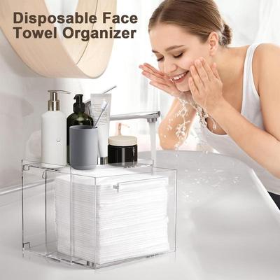 Facial Towel Organizer Acrylic Towel Storage Bin With Drawer Wall Mounted Facial Towel Container Cosmetic Organizer Box For Face