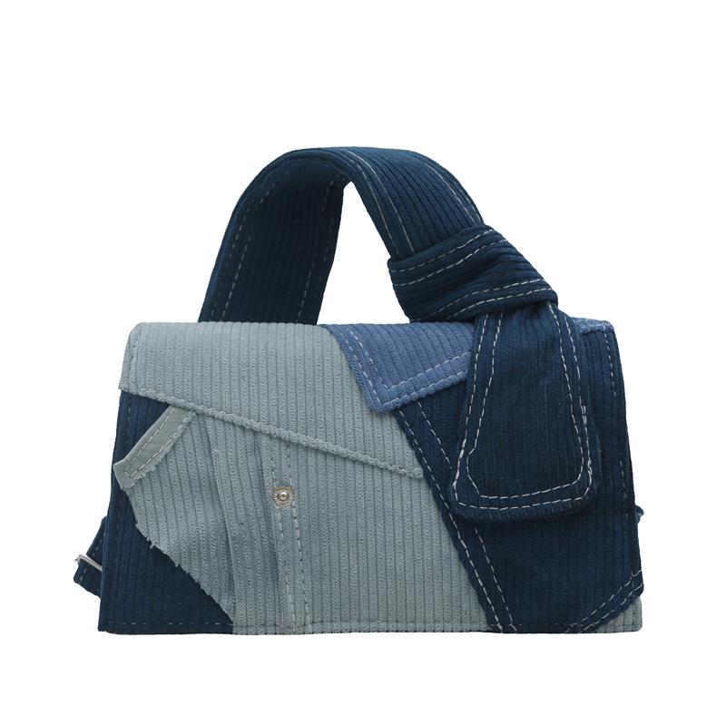 Denim Splicing Small Bag 2025 New Korean Version Fashion Niche Handbag Women's Versatile Messenger Small Square Bag