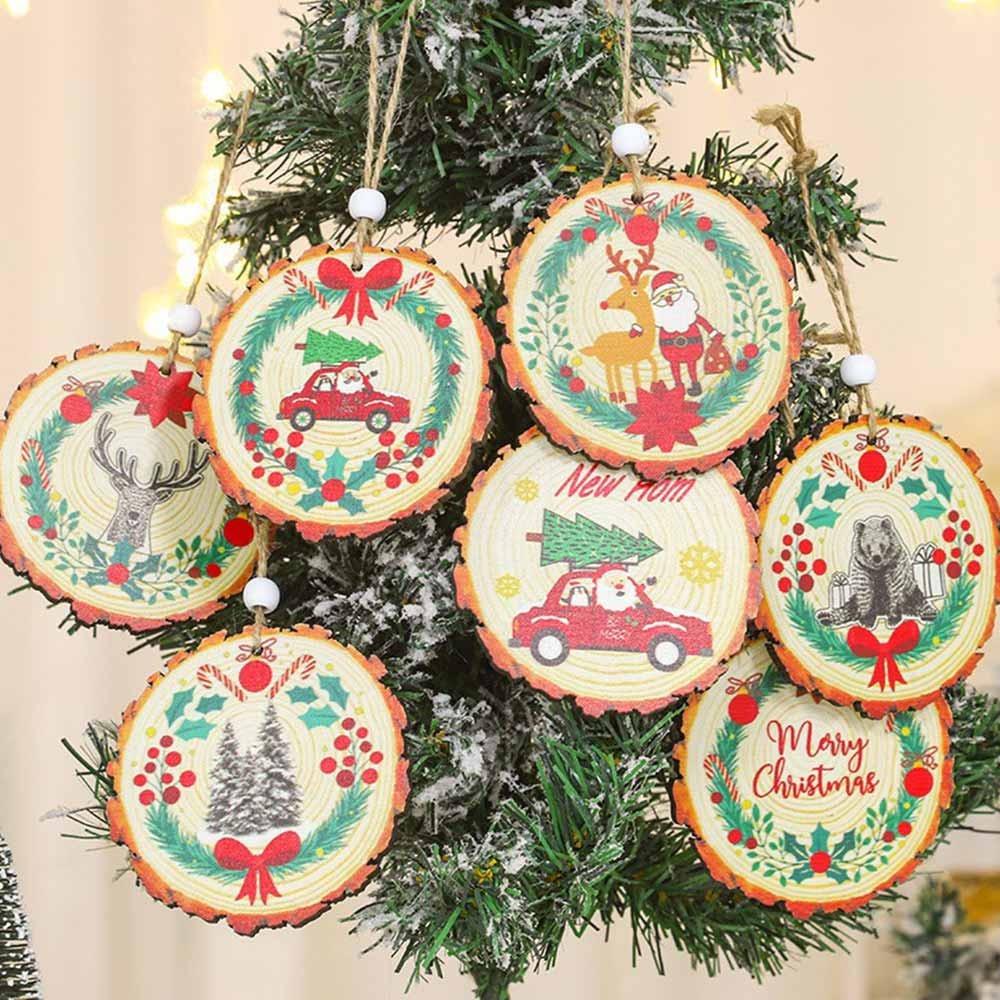 Personalization Wooden Christmas Decoration Santa Claus Colorful Christmas Scene Arrangement Crafting DIY Kraft Tags Party