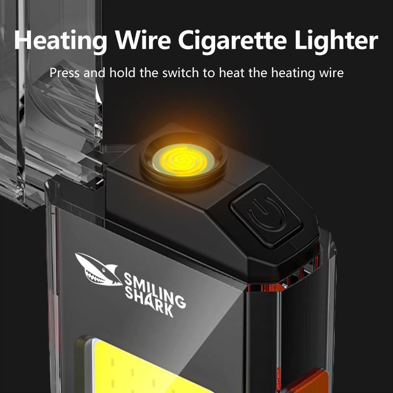 Thermal Wire Lighter With Flashlight Windproof Cigarette Light Portable Type-C Rechargeable Edc Flashlight For Outdoor Emergency
