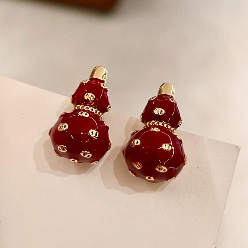 Высококачественные серьги-красные тыквы со знаком зодиака - Уникальный китайский стиль, нишевый дизайн для женщин