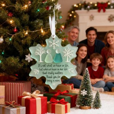 Snowflake-Shaped Sea Glass Ornaments - Handmade Acrylic Christmas Tree Decor Friendship Art Keepsakes