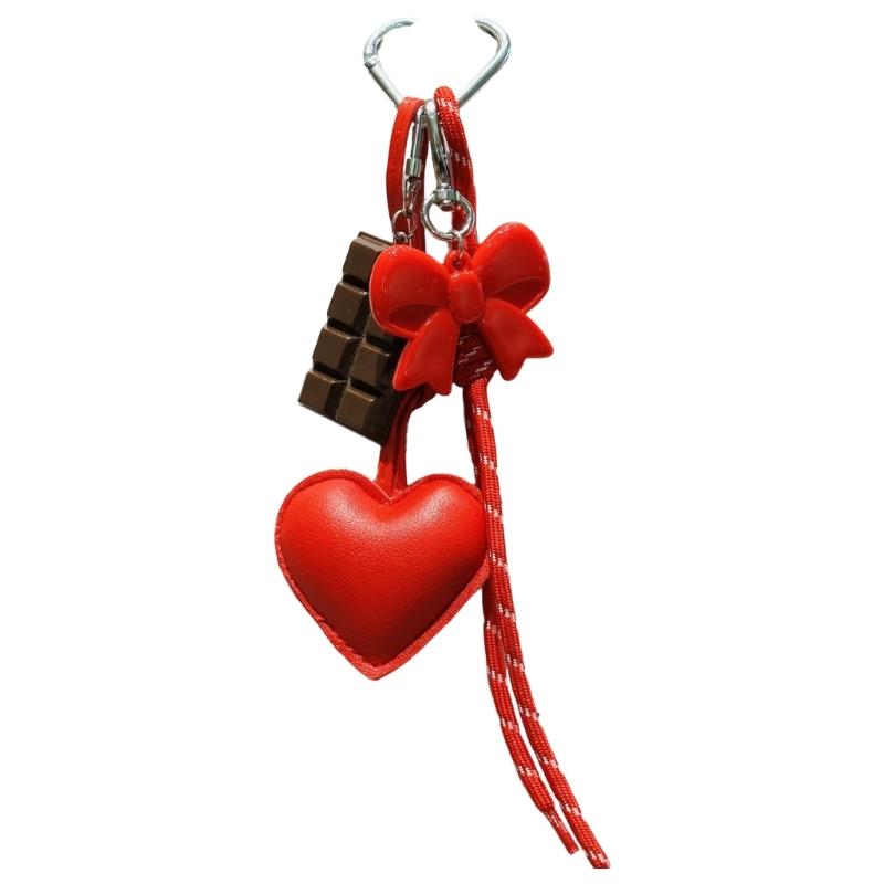 Fashionable PU Keychain Having Cute Acrylic Ribbon And Dessert Look Stylish Bag Charm For Backpack Purse Handbags