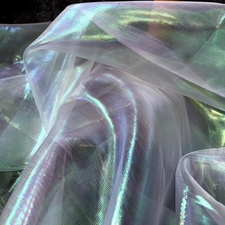 High-Density Iridescent Seven-Color Organza Fabric for Wedding and Stage Costumes