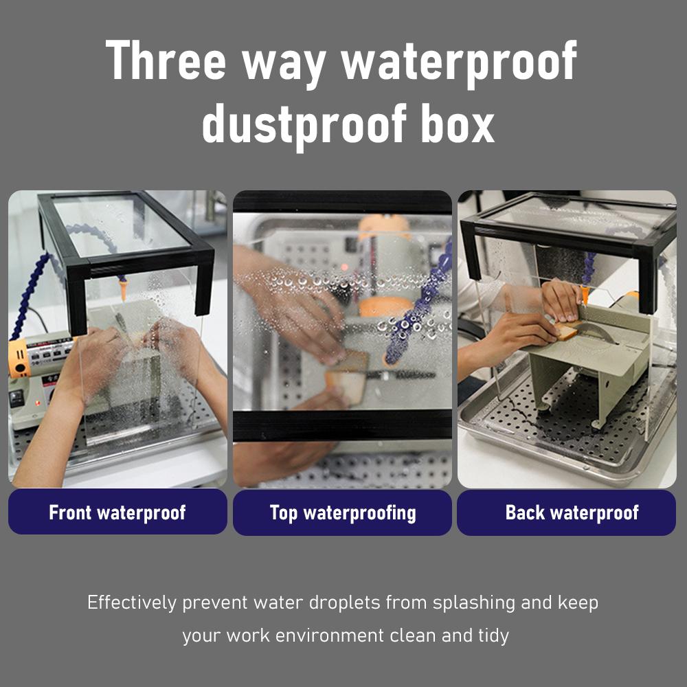TUNGFULL Acrylic Dust Box with Water Circulation for Jade Gem Stone Carving Polishing - Dust Proof Protective Workbench