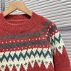 Christmas Atmosphere Sense Jacquard Pullover Sweater Women's Fall and Winter Loose Lazy Wind Soft Knit Sweater Tops