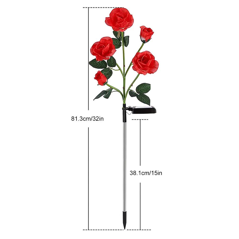 GGbingo 5 Heads Solar Lights Outdoor Decorative Solar Garden Lights Rose Flower Lawn Lamp for Yard Patio Garden Decor