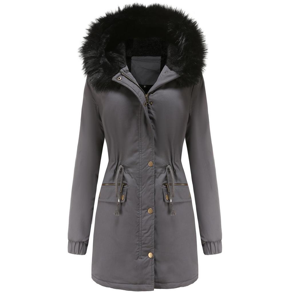 Women's Winter Parka Coat Thickened Fleece Lined Padded Warm Hooded Long Military Puffer Jacket Faux Fur Overcoat Casual Fashion Outdoor Outerwear New