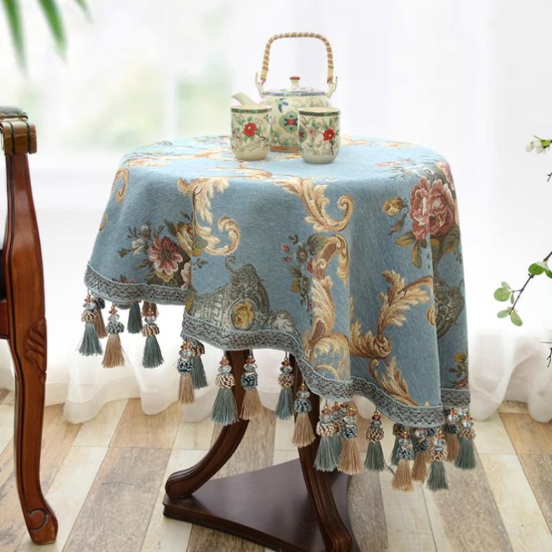 Luxxury Large Tassel Pendant TableclothThicken Round Table Cloth Neil Jacquard Living Room Coffee Cover Gift Home Wedding Decor