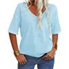 T-shirt Casual Semplice da Donna a Manica Corta, Colore Unito, Scollo a V, Nuova Collezione Estate 2026