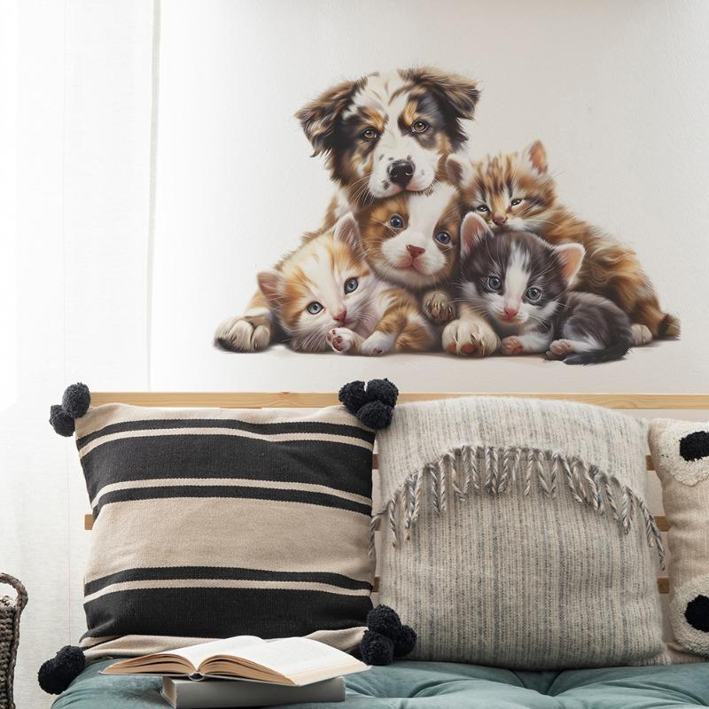 Cartoon Cute Puppy Children's Bedroom Entrance Hall Dormitory Home Decoration Wall Stickers Self-adhesive