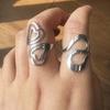 Fashion Silver Color Starfish Leaf Open Rings For Women Stainless Steel Metal Irregular Geometric Double Heart Ring Jewelry