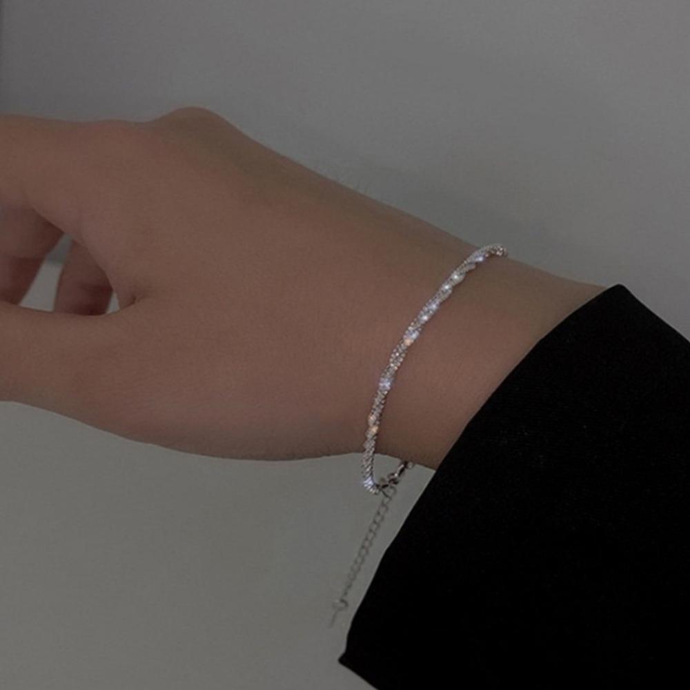 S925 Sparkling Screw Chain Bracelet – Flexible Movement, From Korea