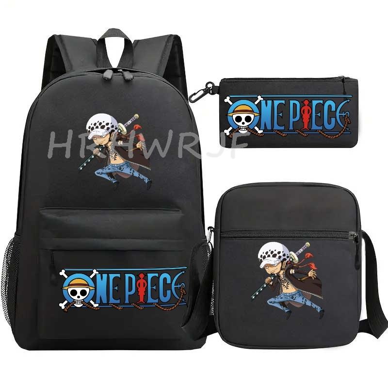 Anime ONE PICEC Backpack Monkey D Luffy Capacity Casual Student SchoolBag 3pcs Lightweight Women Men Travel Casual Mochilas